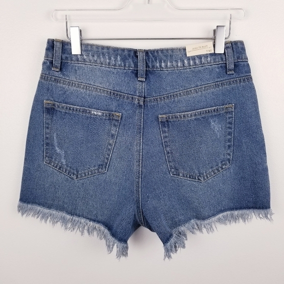 Banjara Denim Distressed High Rise Jean Shorts NWT - Picture 2 of 6